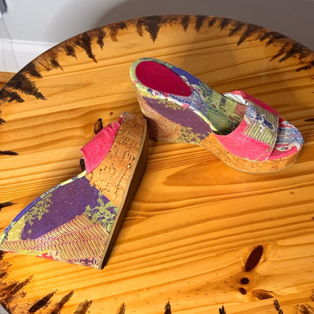 Save The Queen Multicolor Patchwork Wedges - image 5